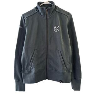 American Giant Women’s Moto Full Zip Jacket Slim Green Pockets Size Medium USA